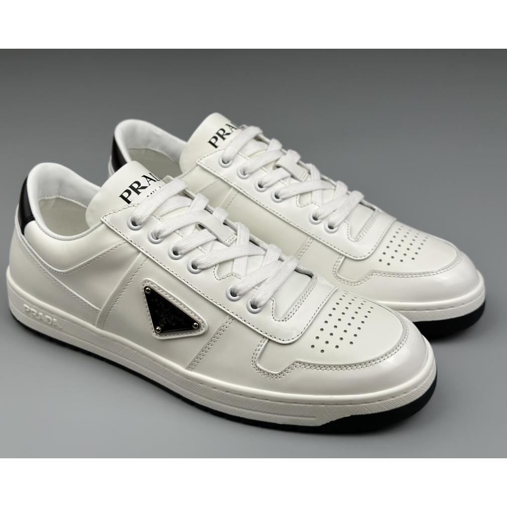 Prada Downtown Perforated Leather Sneakers - PerfectKickZ