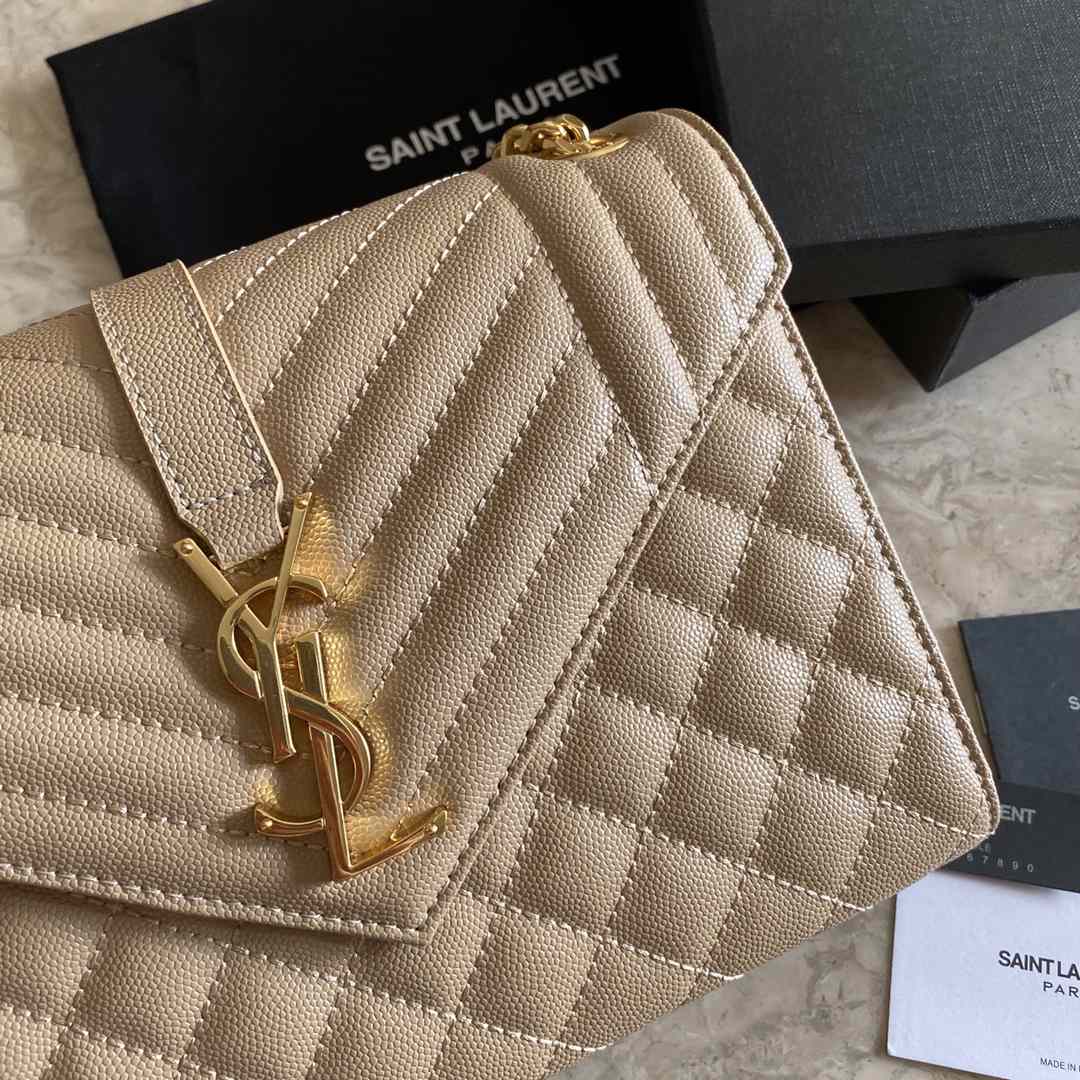 Saint Laurent Envelope Medium In Quilted Grain De Poudre Embossed Leather - PerfectKickZ