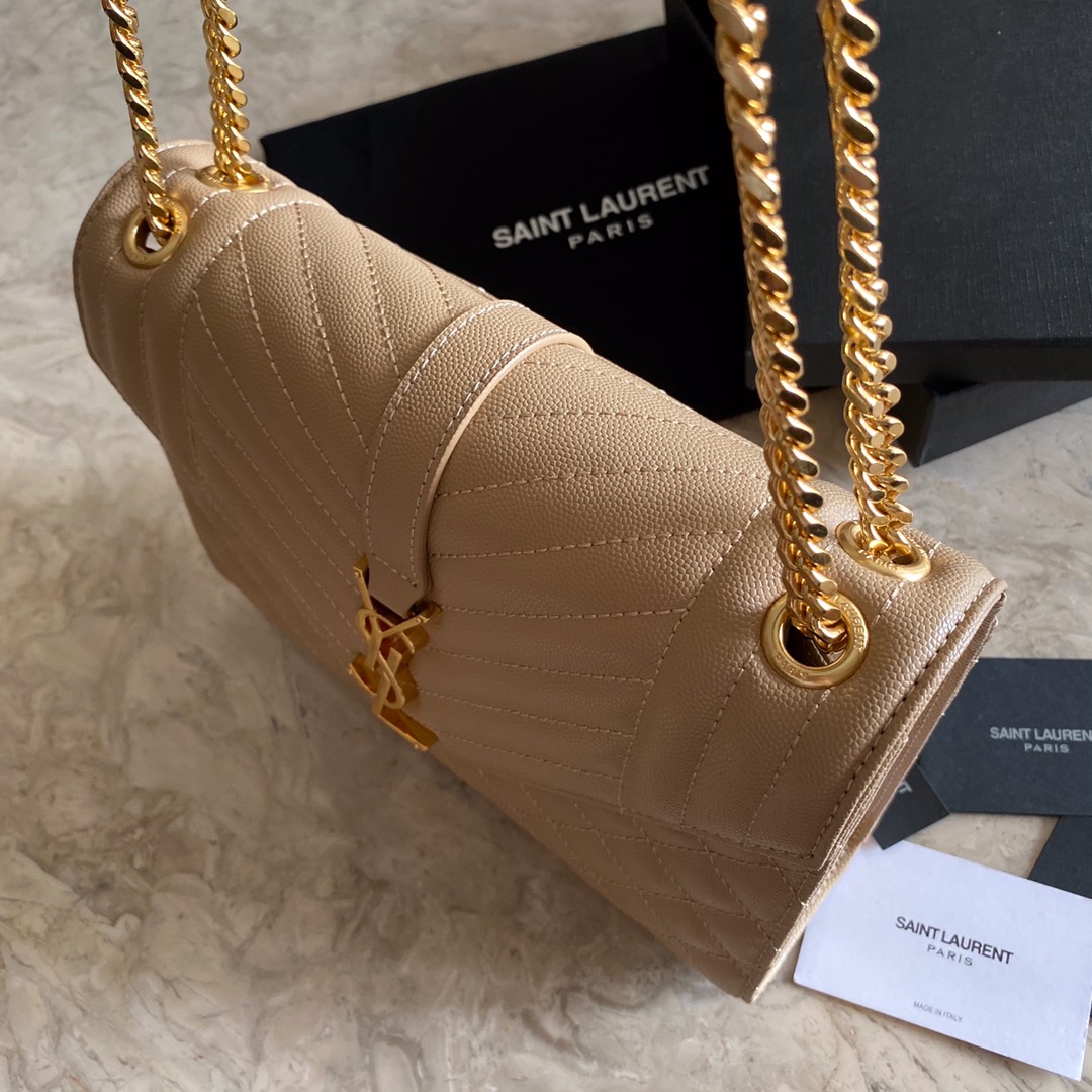 Saint Laurent Envelope Medium In Quilted Grain De Poudre Embossed Leather - PerfectKickZ
