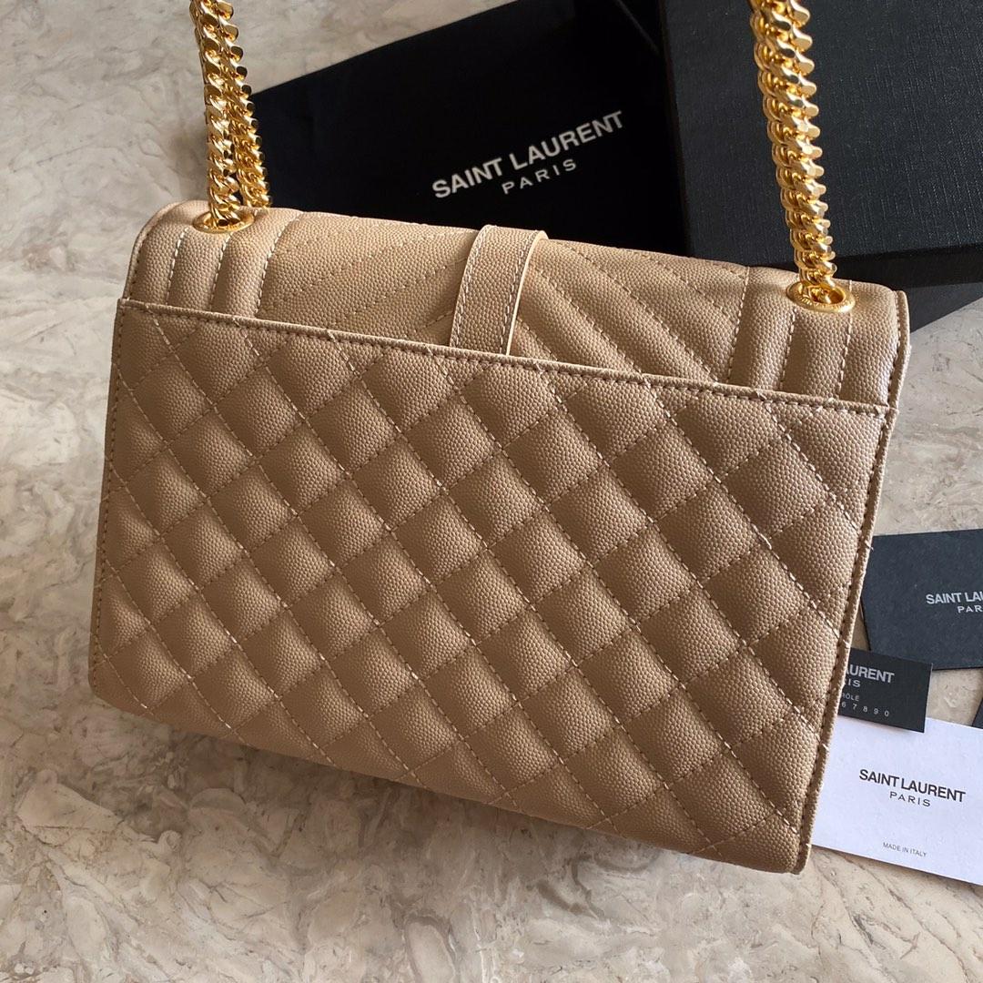 Saint Laurent Envelope Medium In Quilted Grain De Poudre Embossed Leather - PerfectKickZ