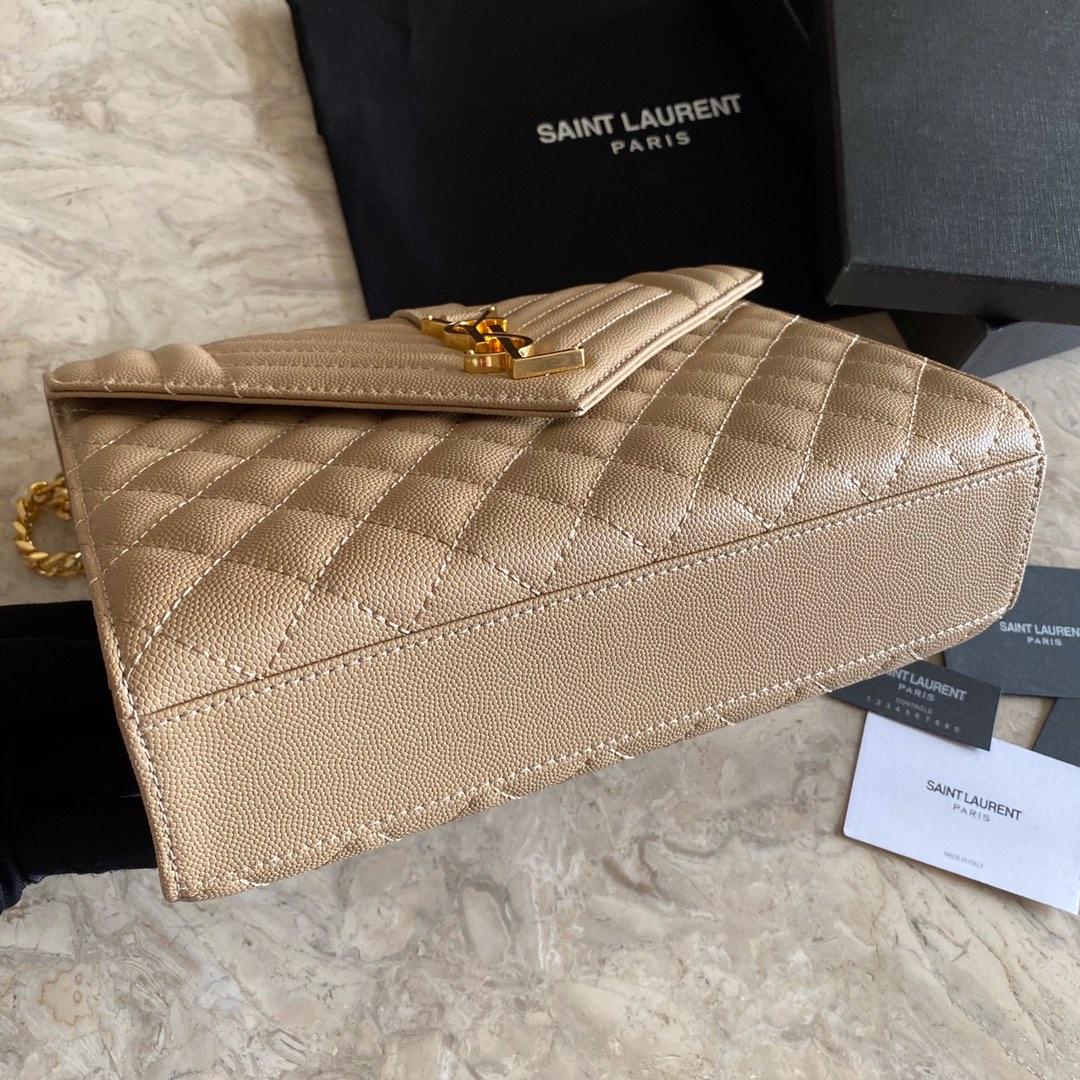 Saint Laurent Envelope Medium In Quilted Grain De Poudre Embossed Leather - PerfectKickZ