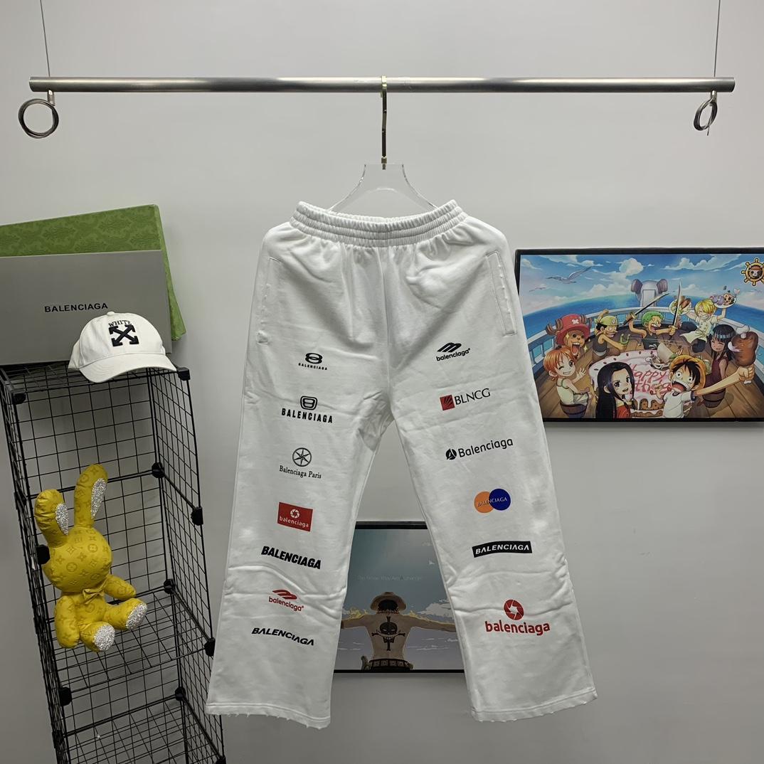 Balenciaga Top League Baggy Sweatpants In White - PerfectKickZ