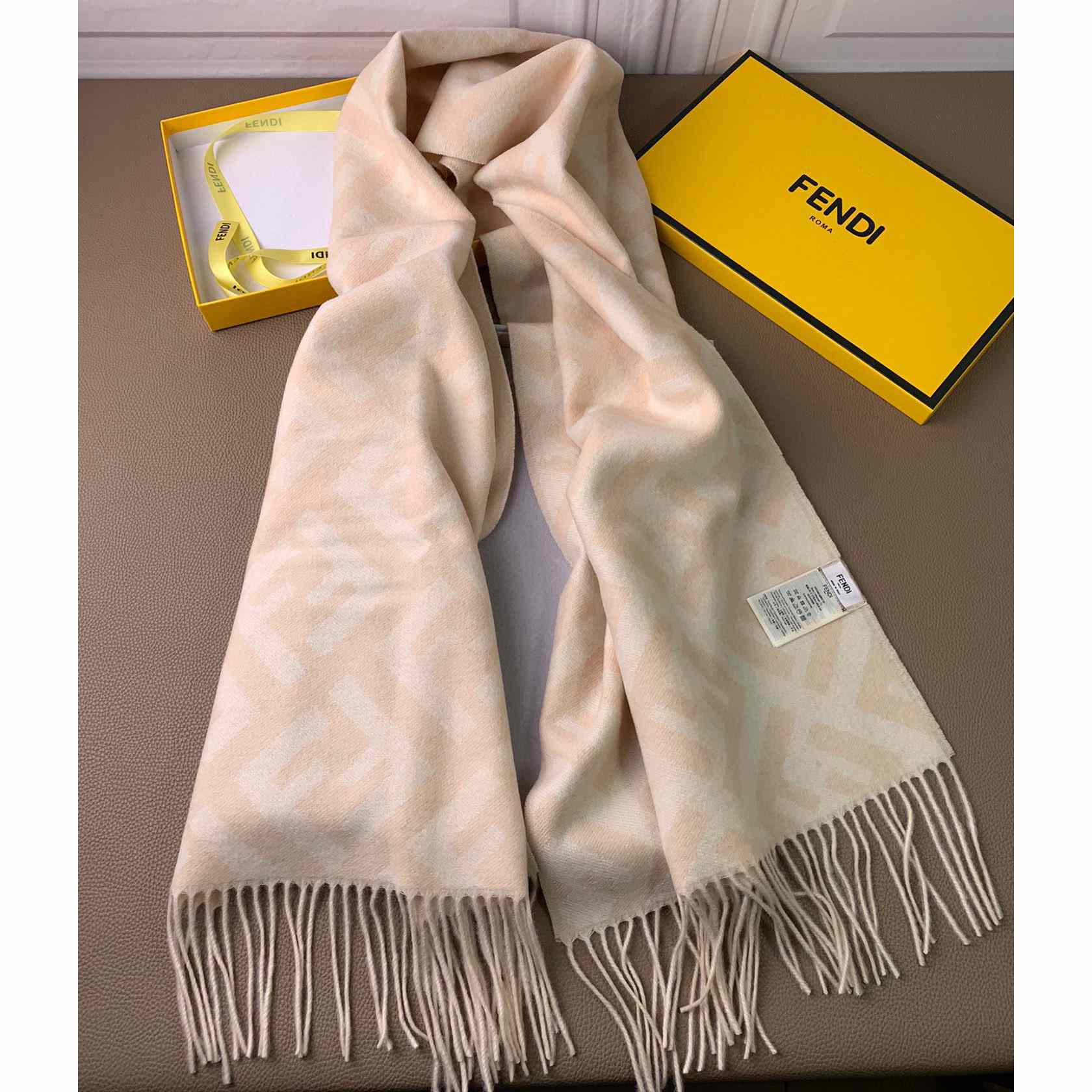 Fendi Pale Pink Cashmere Scarf - PerfectKickZ