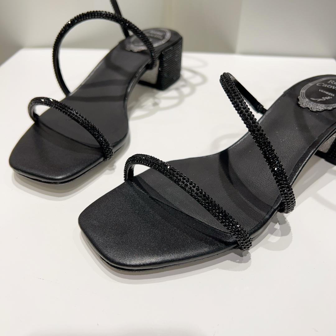Rene Caovilla Black Low-heeled Sandals  - PerfectKickZ