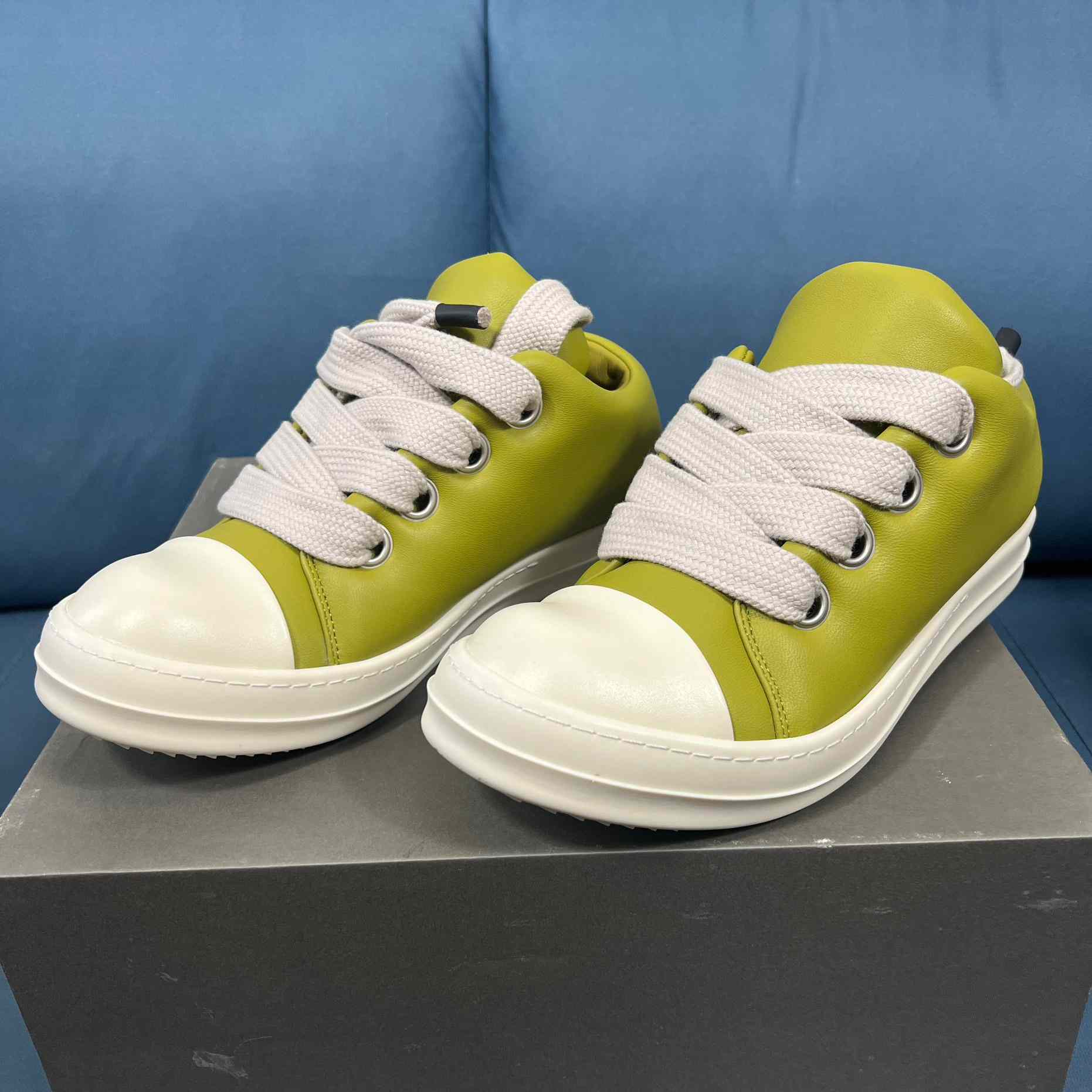Rick Owens Green Jumbo Lace Padded Low-top Sneakers - PerfectKickZ
