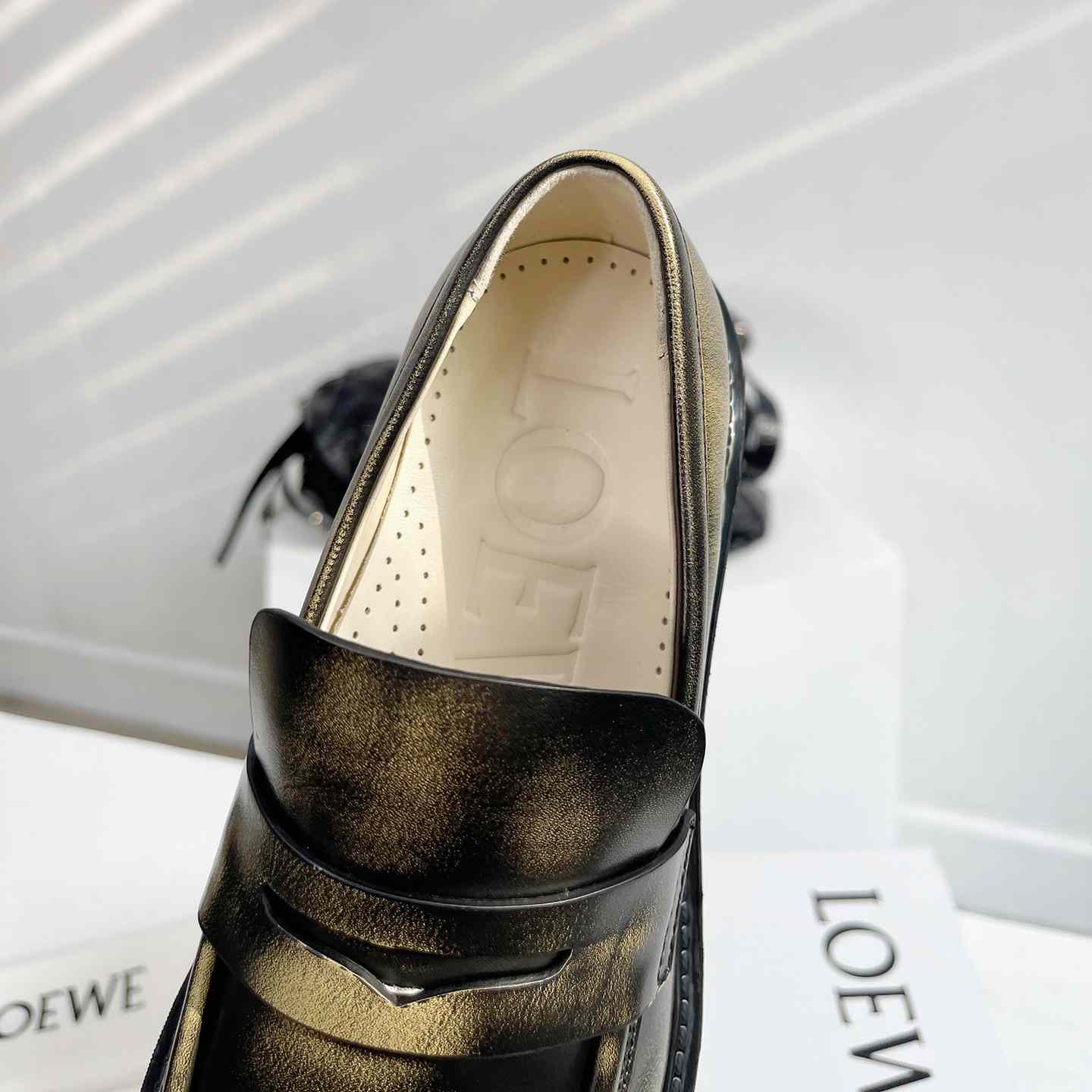 Loewe Blaze Loafer In Bicolour Brushed-off Calfskin - PerfectKickZ