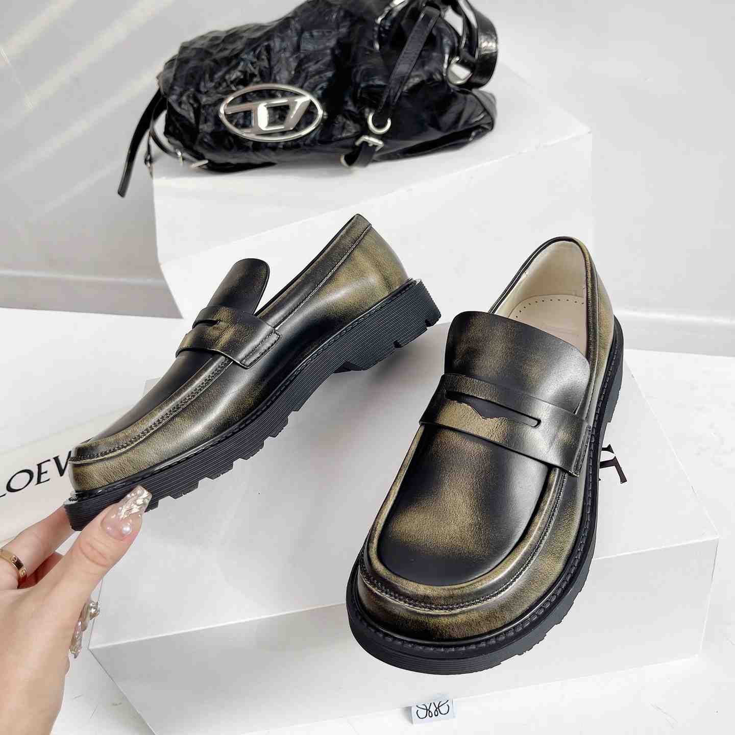Loewe Blaze Loafer In Bicolour Brushed-off Calfskin - PerfectKickZ