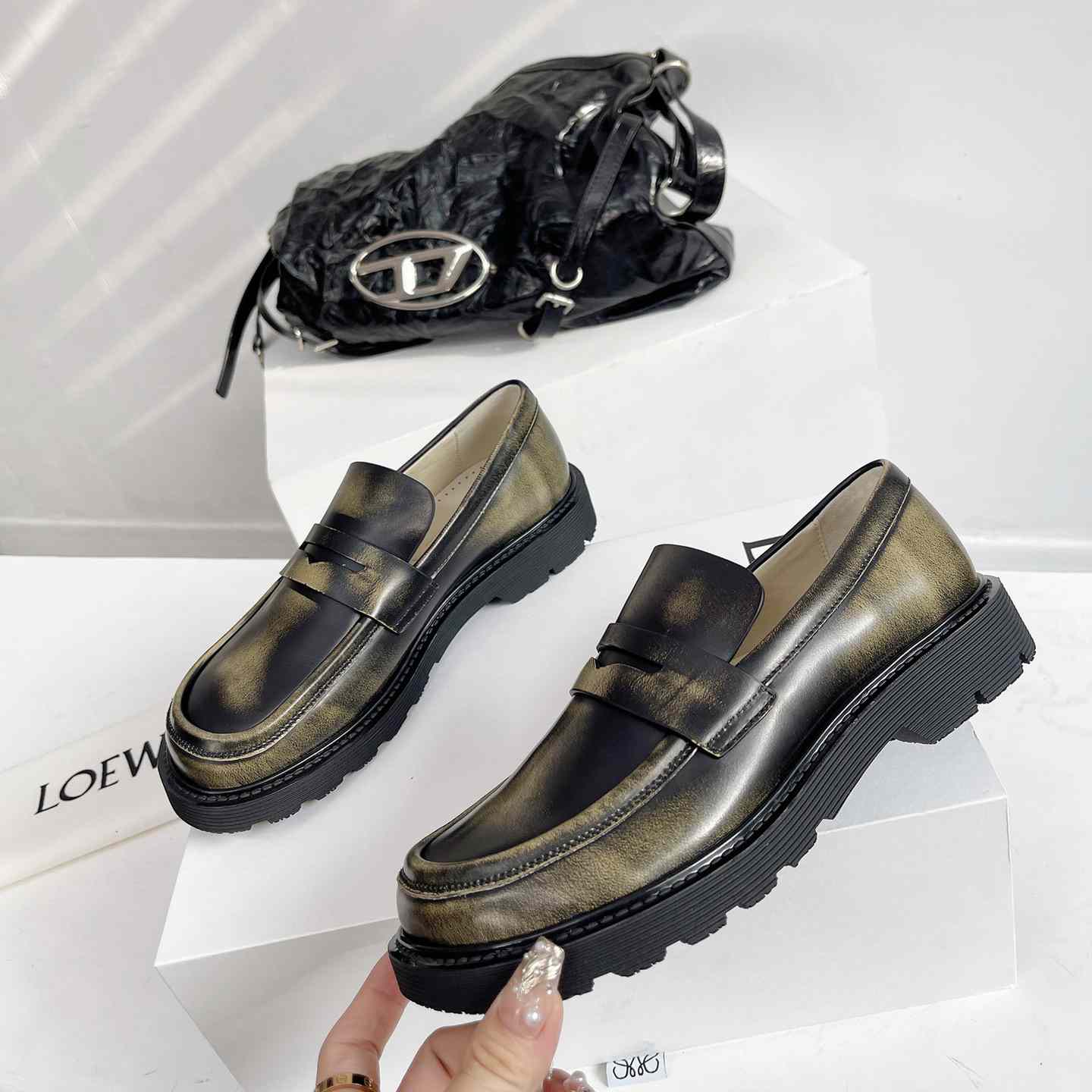 Loewe Blaze Loafer In Bicolour Brushed-off Calfskin - PerfectKickZ