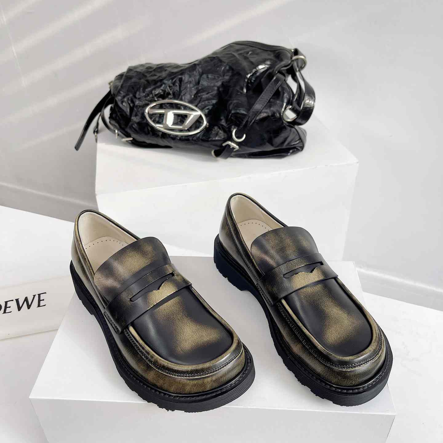 Loewe Blaze Loafer In Bicolour Brushed-off Calfskin - PerfectKickZ