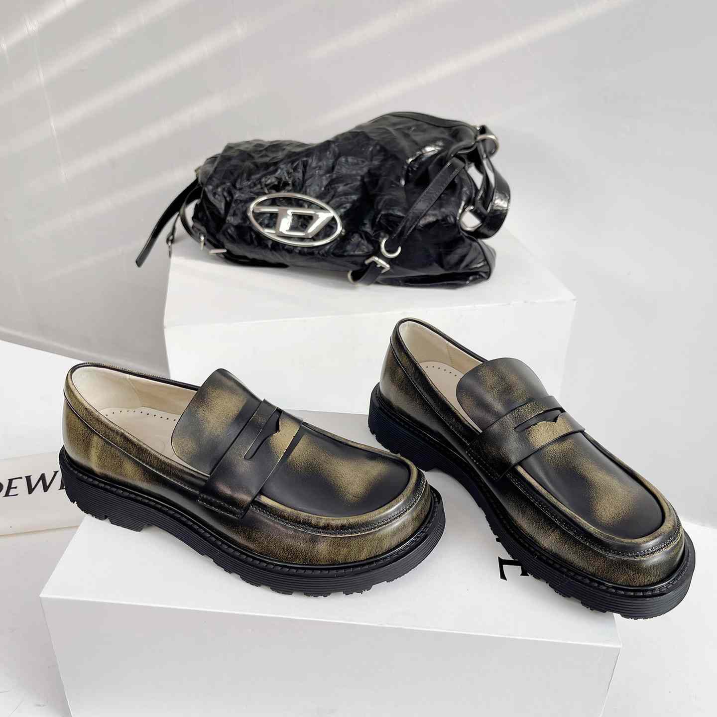 Loewe Blaze Loafer In Bicolour Brushed-off Calfskin - PerfectKickZ
