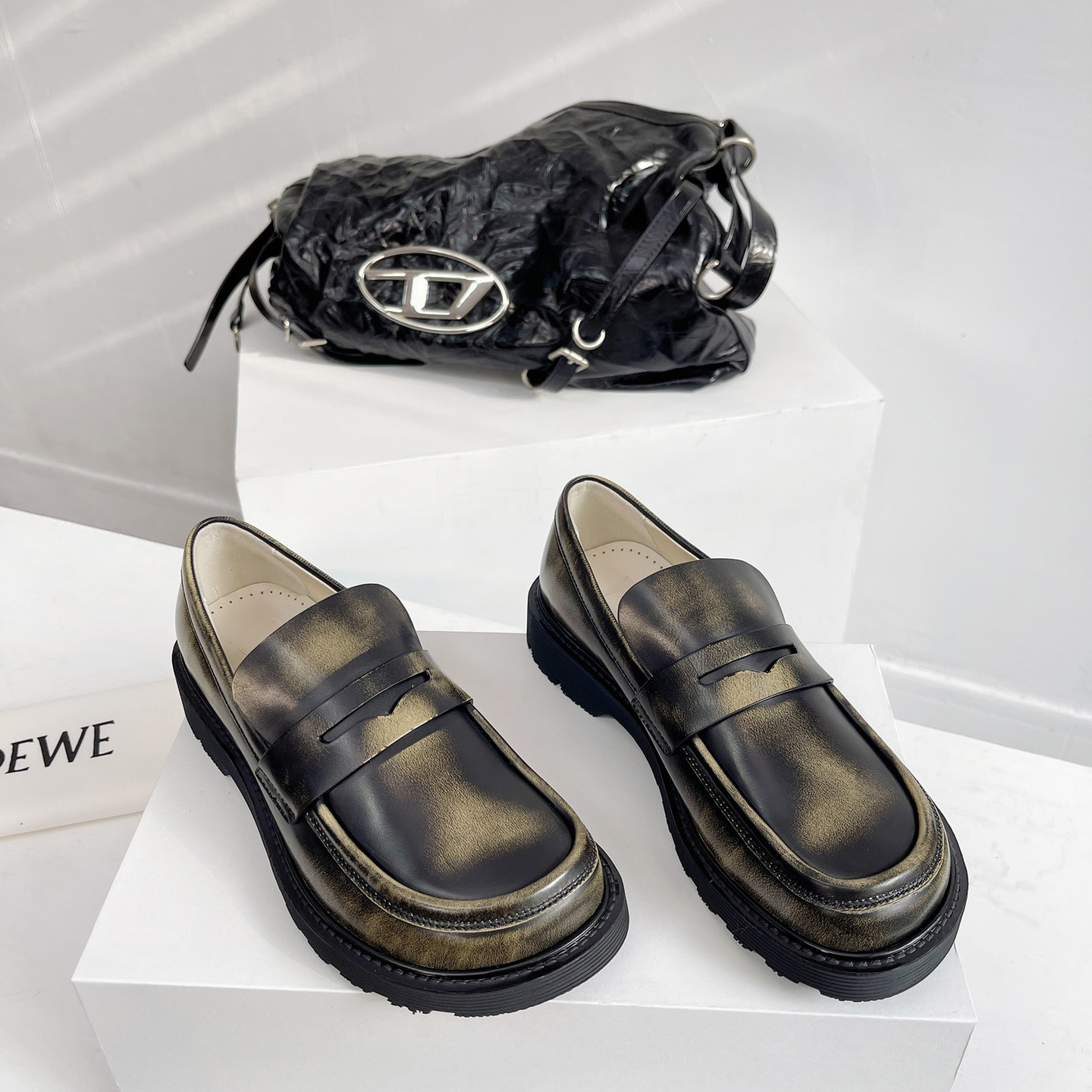 Loewe Blaze Loafer In Bicolour Brushed-off Calfskin - PerfectKickZ