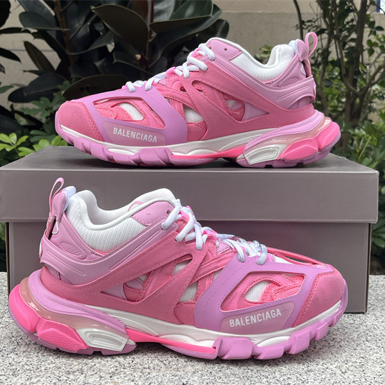 Balenciaga Track Sneaker In Pink Mesh And Suede-like Fabric - PerfectKickZ