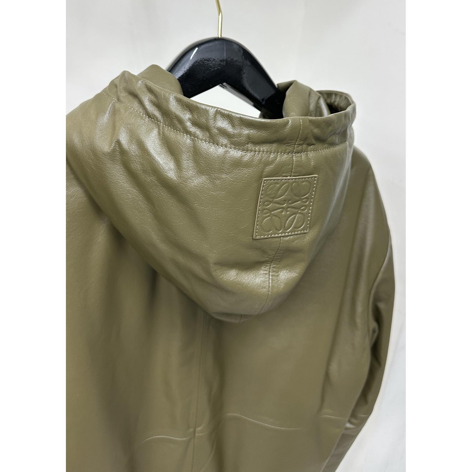 Loewe Zip-up Padded Hoodie In Nappa Lambskin - 