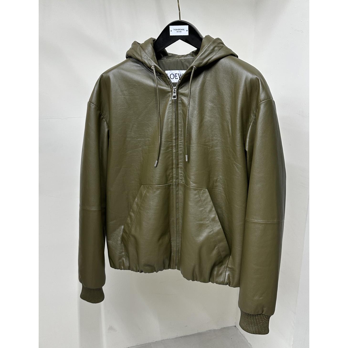 Loewe Zip-up Padded Hoodie In Nappa Lambskin - PerfectKickZ
