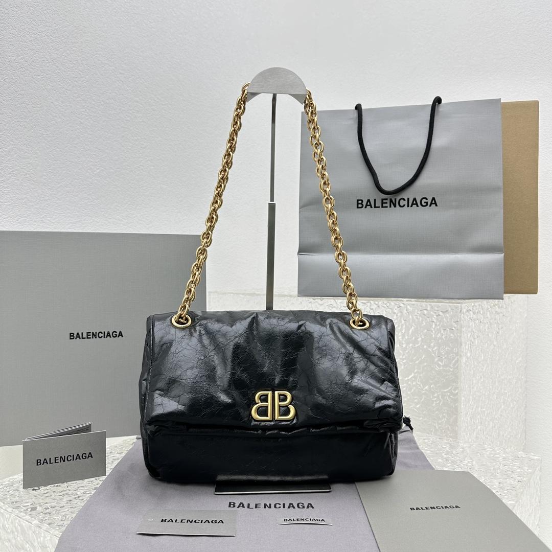 Balenciaga Monaco Small Chain Bag In Black - PerfectKickZ