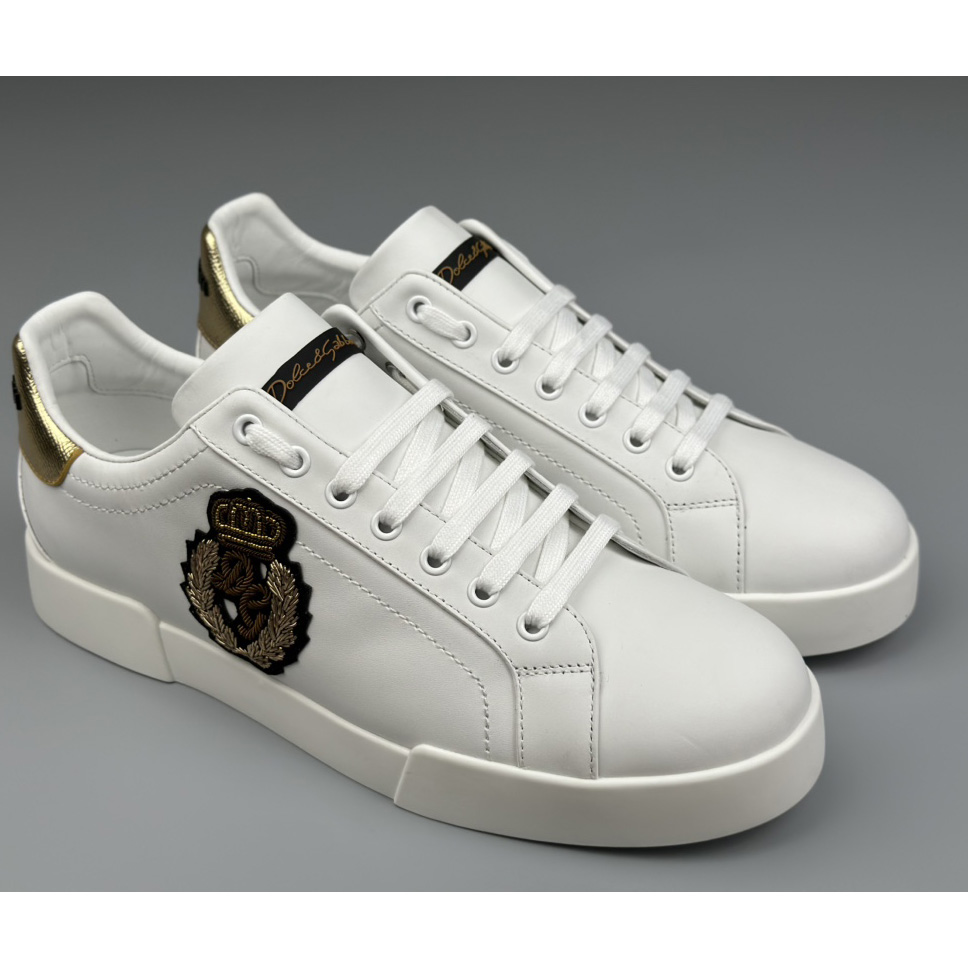 Dolce & Gabbana Calfskin Nappa Portofino Sneakers With Crown Patch - PerfectKickZ