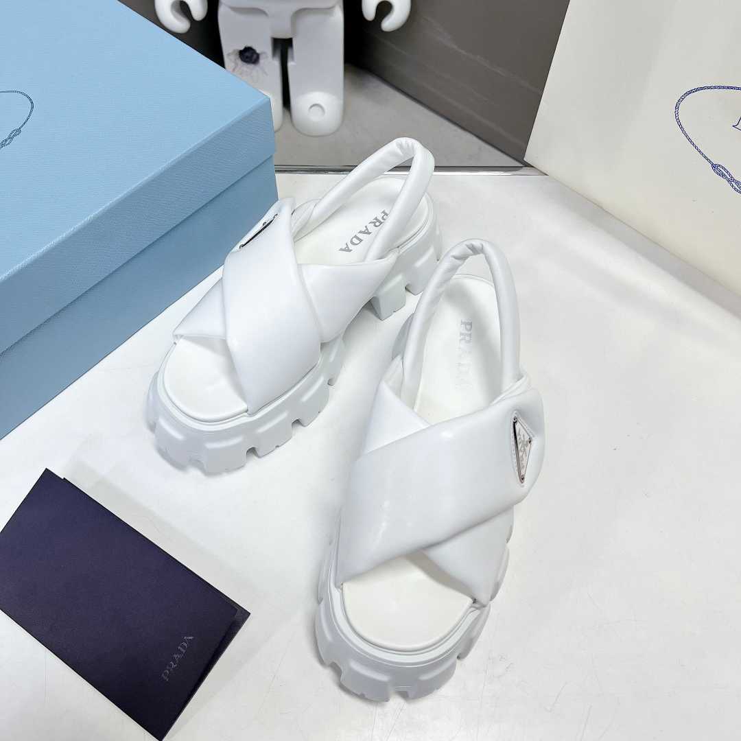 Prada Monolith 55mm Nappa Leather Sandals - PerfectKickZ