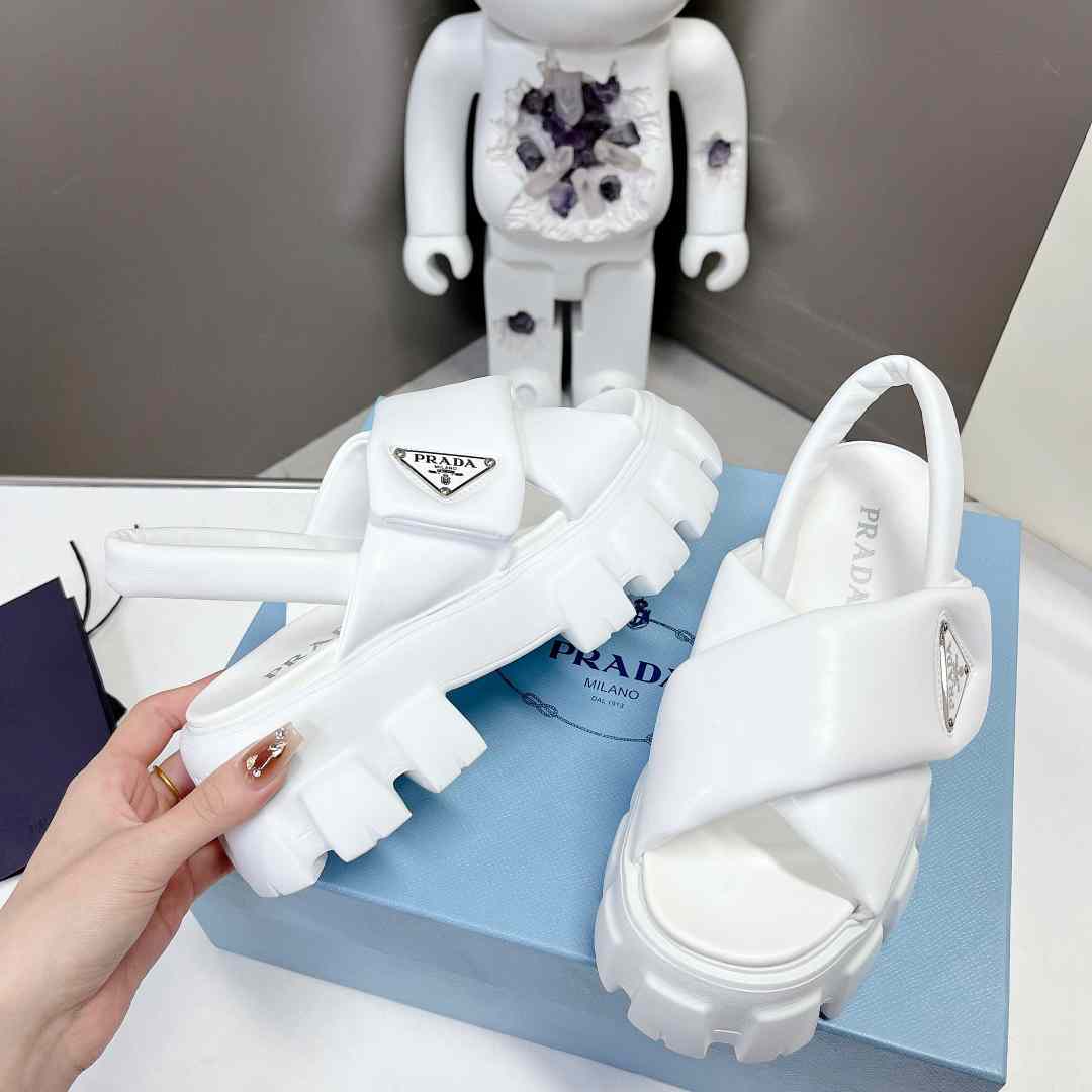 Prada Monolith 55mm Nappa Leather Sandals - PerfectKickZ