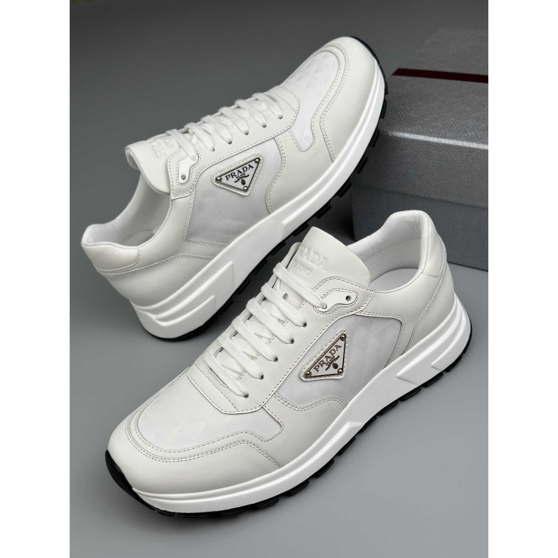 Prada Leather And Re-Nylon High-top Sneakers - PerfectKickZ
