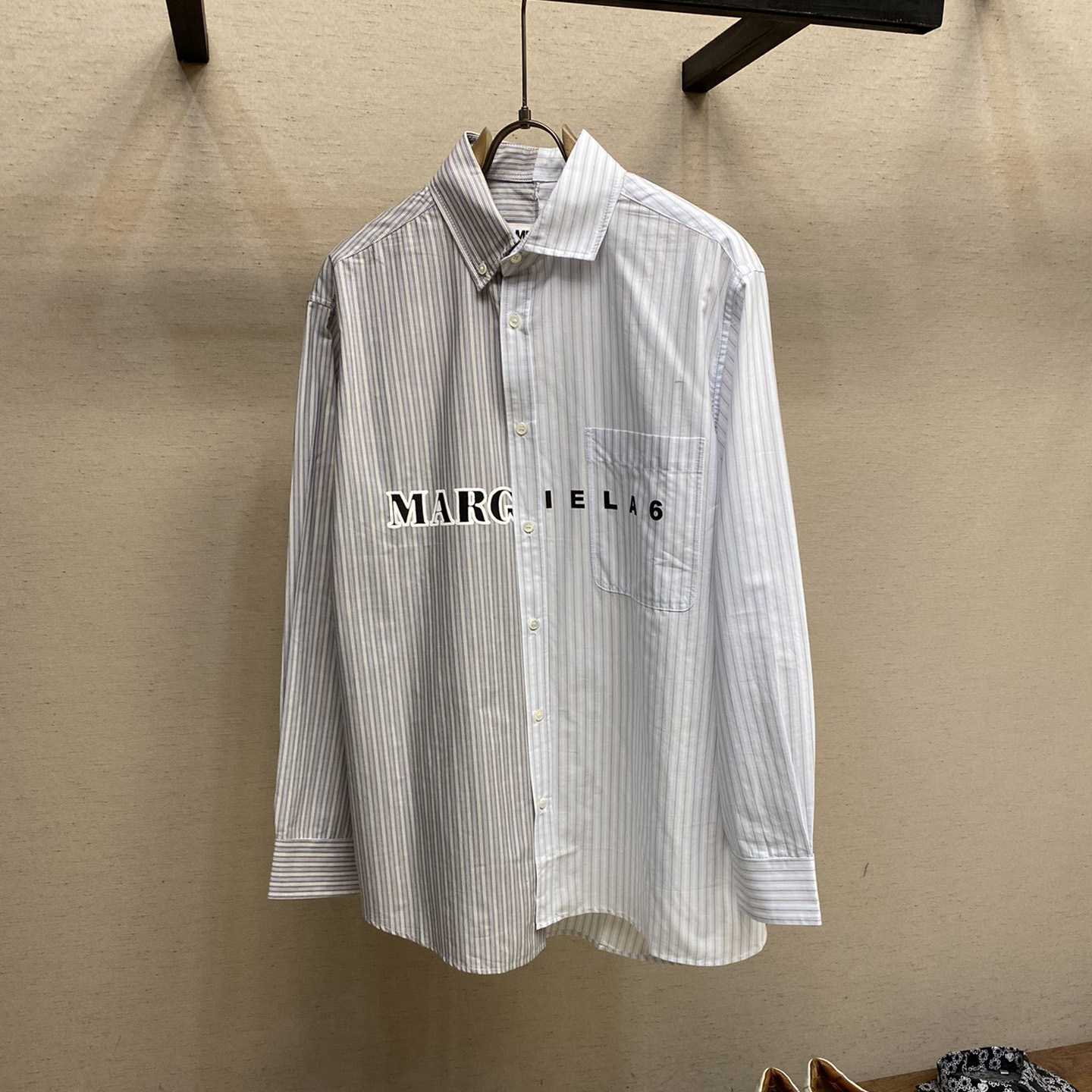 Maison Margiela Logo-print Asymmetric Shirt - PerfectKickZ