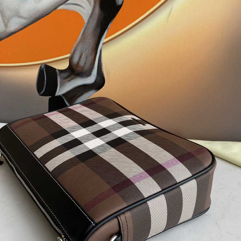 Burberry Check E-Canvas Messenger Bag  (28x 6x 19cm) - 