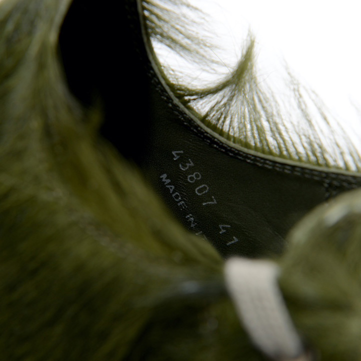 Rick Owens Green Pony Hair Low Sneakers - PerfectKickZ