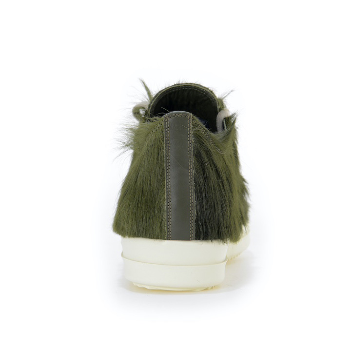 Rick Owens Green Pony Hair Low Sneakers - PerfectKickZ