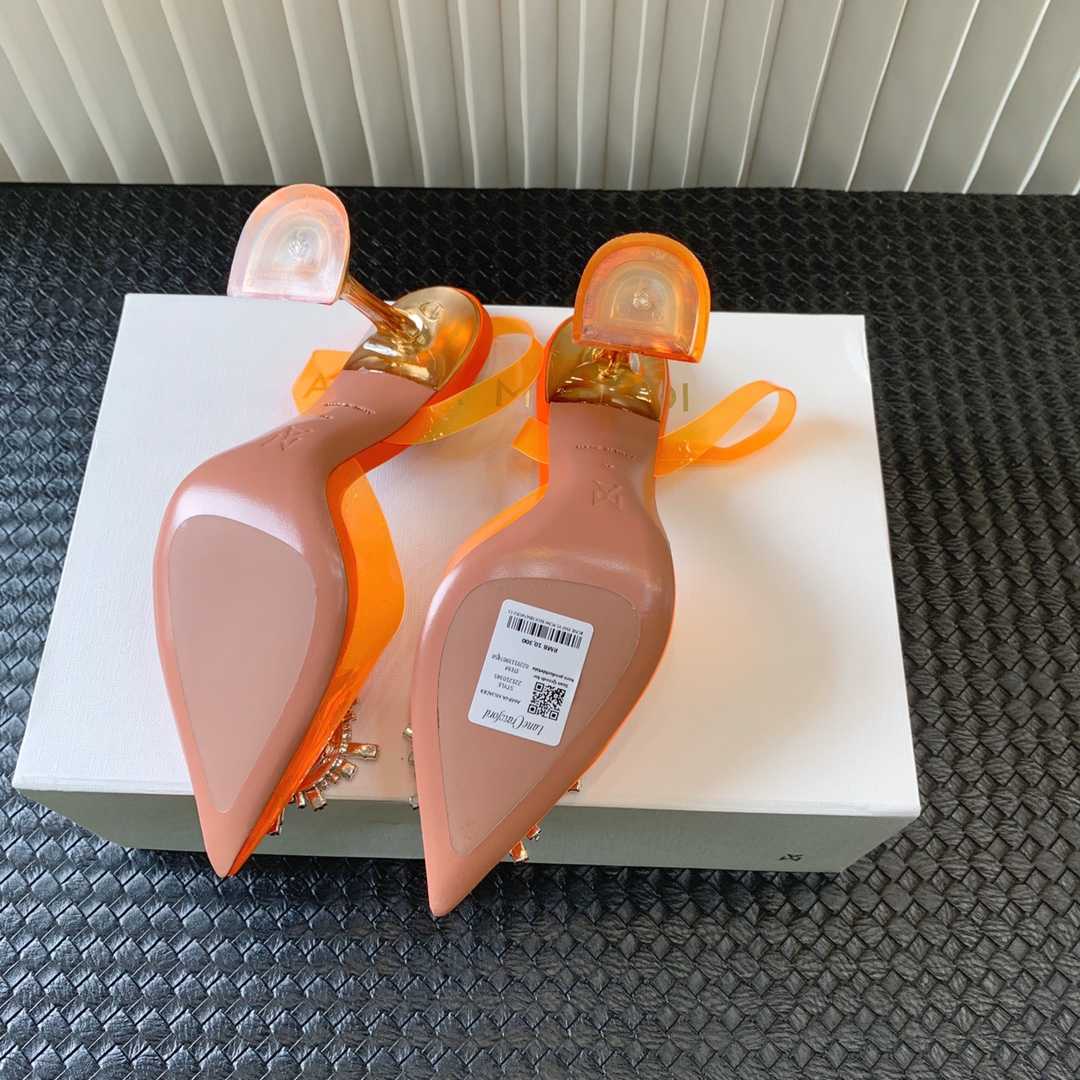 Amina Muaddi Begum Glass Orange Slingbacks - PerfectKickZ