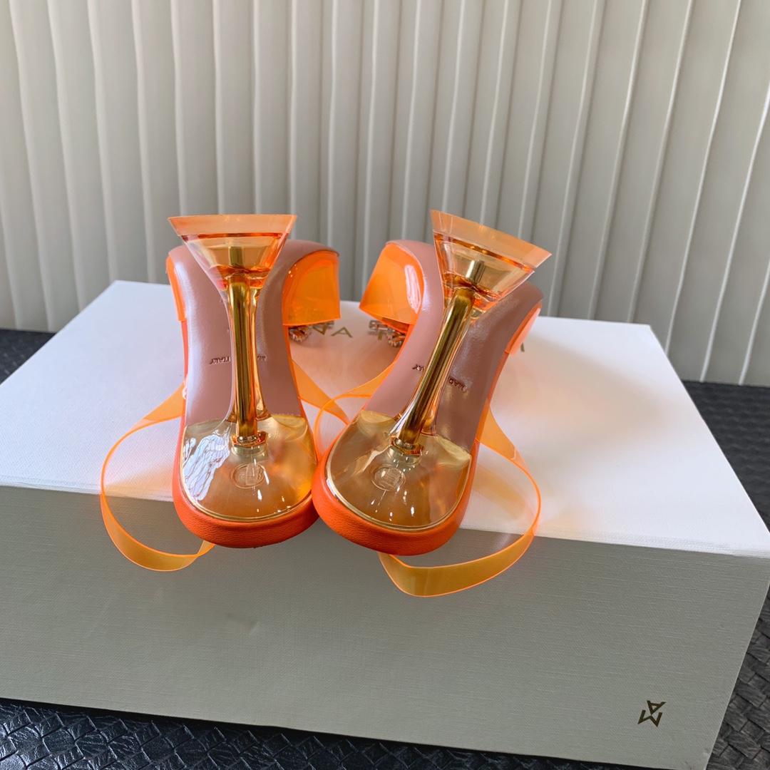 Amina Muaddi Begum Glass Orange Slingbacks - PerfectKickZ