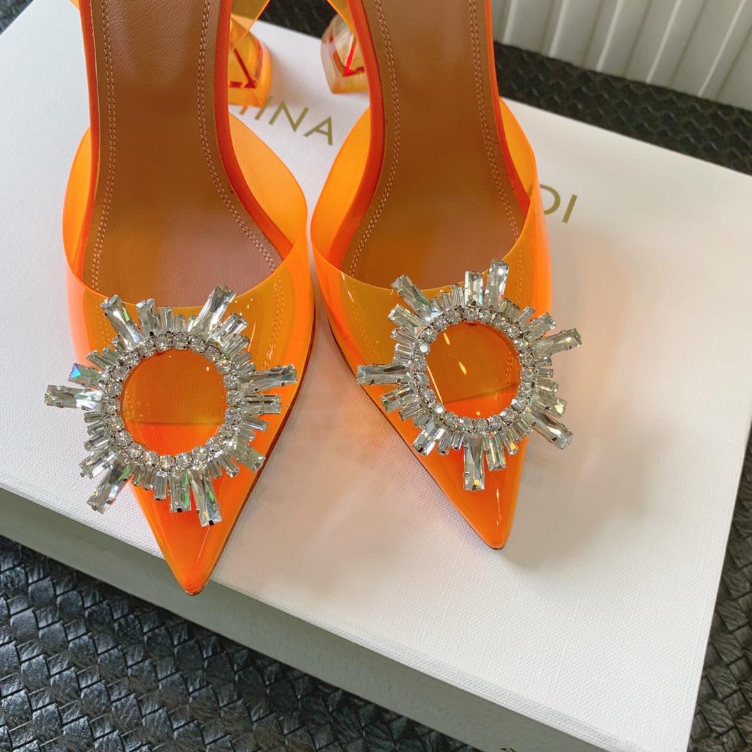 Amina Muaddi Begum Glass Orange Slingbacks - PerfectKickZ
