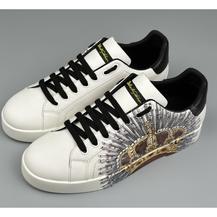 Dolce & Gabbana White Portofino Crown Sneakers - PerfectKickZ