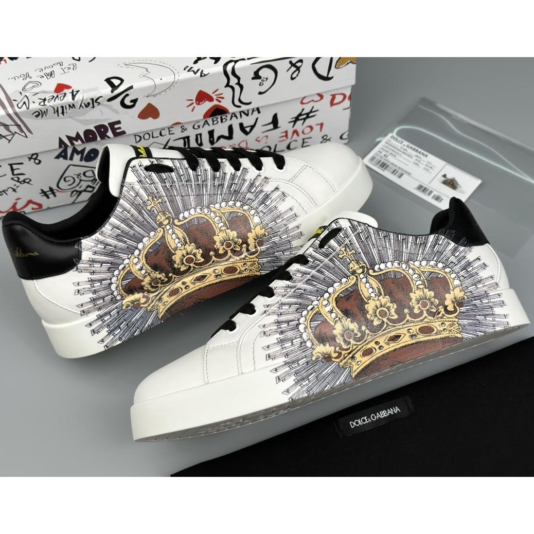 Dolce & Gabbana White Portofino Crown Sneakers - PerfectKickZ