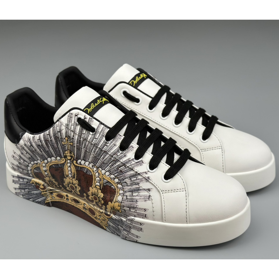 Dolce & Gabbana White Portofino Crown Sneakers - PerfectKickZ