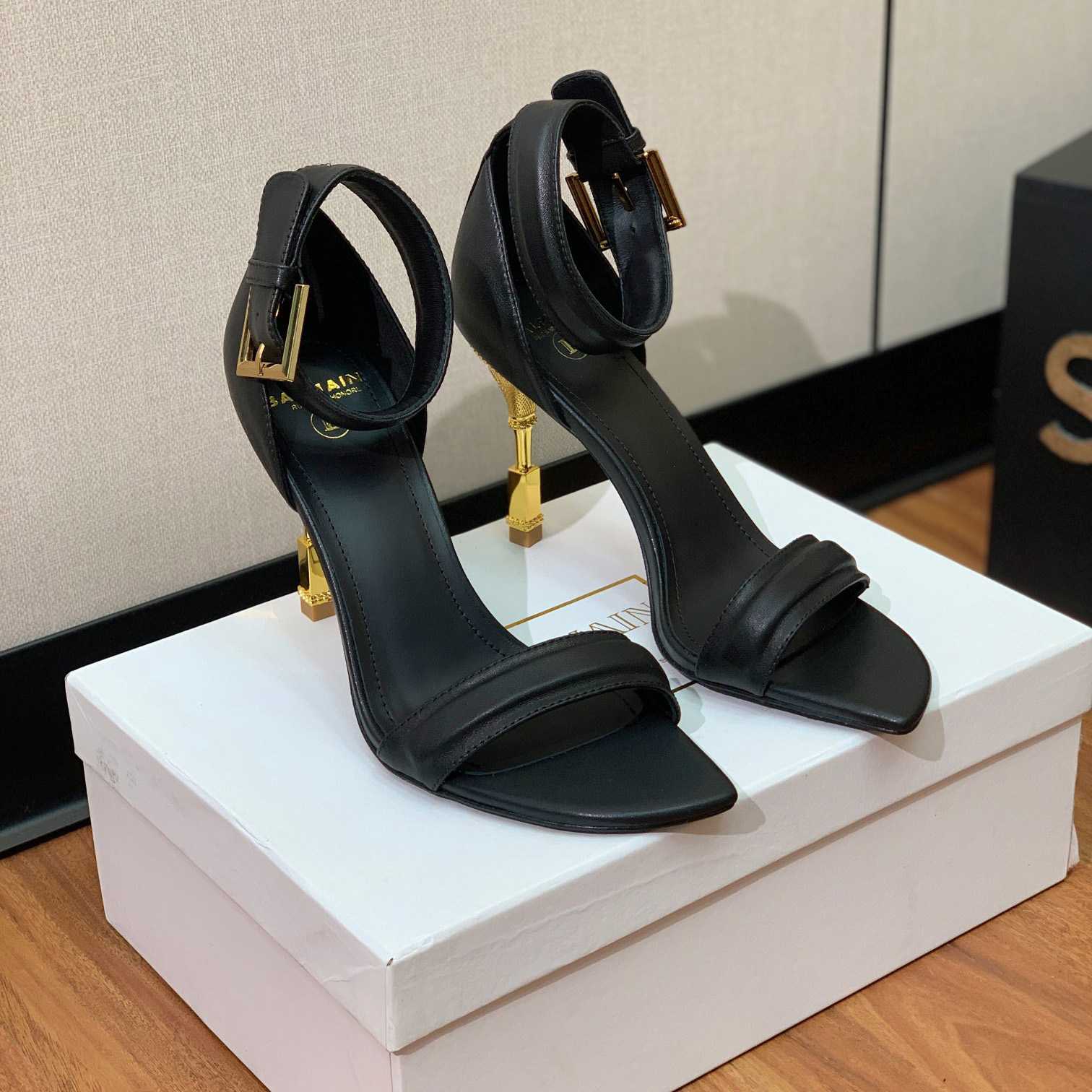 Balmain Moneta 105mm Leather Sandals - PerfectKickZ