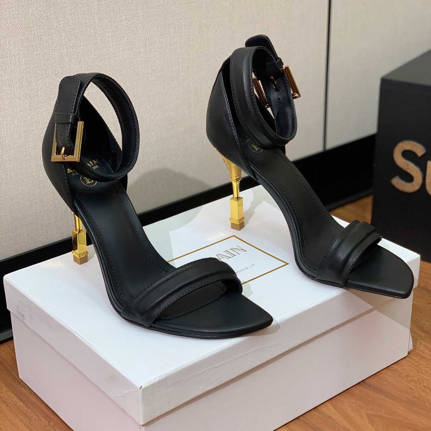 Balmain Moneta 105mm Leather Sandals - PerfectKickZ