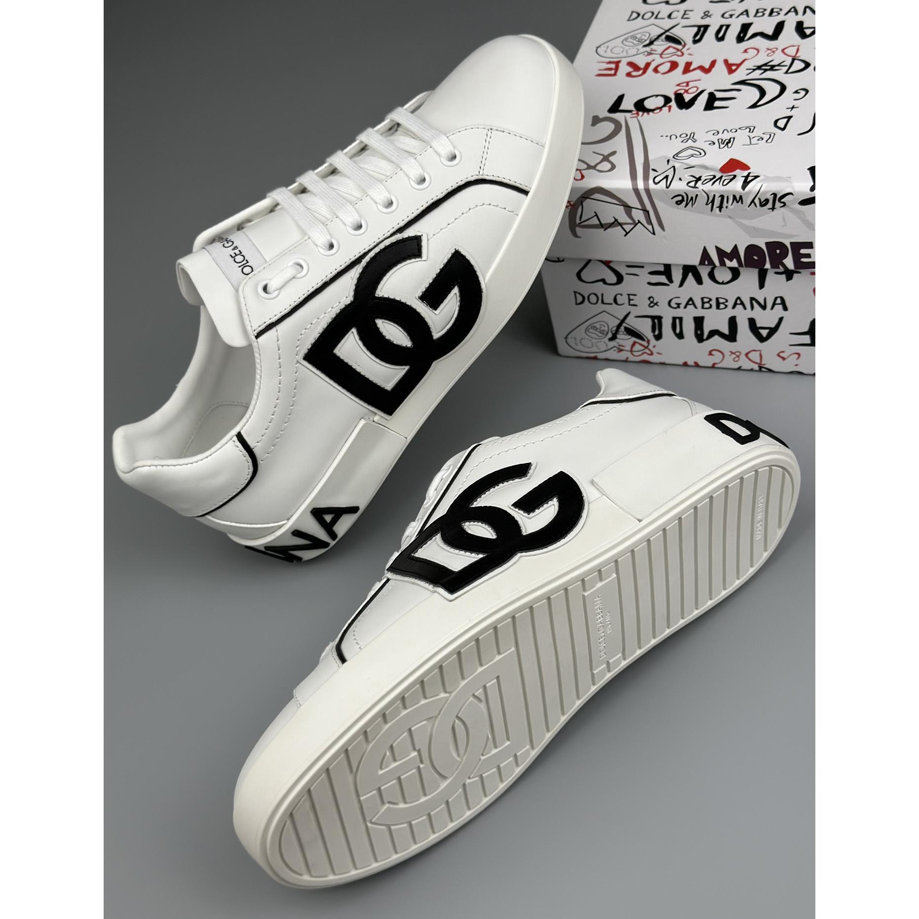 Dolce & Gabbana Calfskin Portofino Sneakers With DG Logo - PerfectKickZ