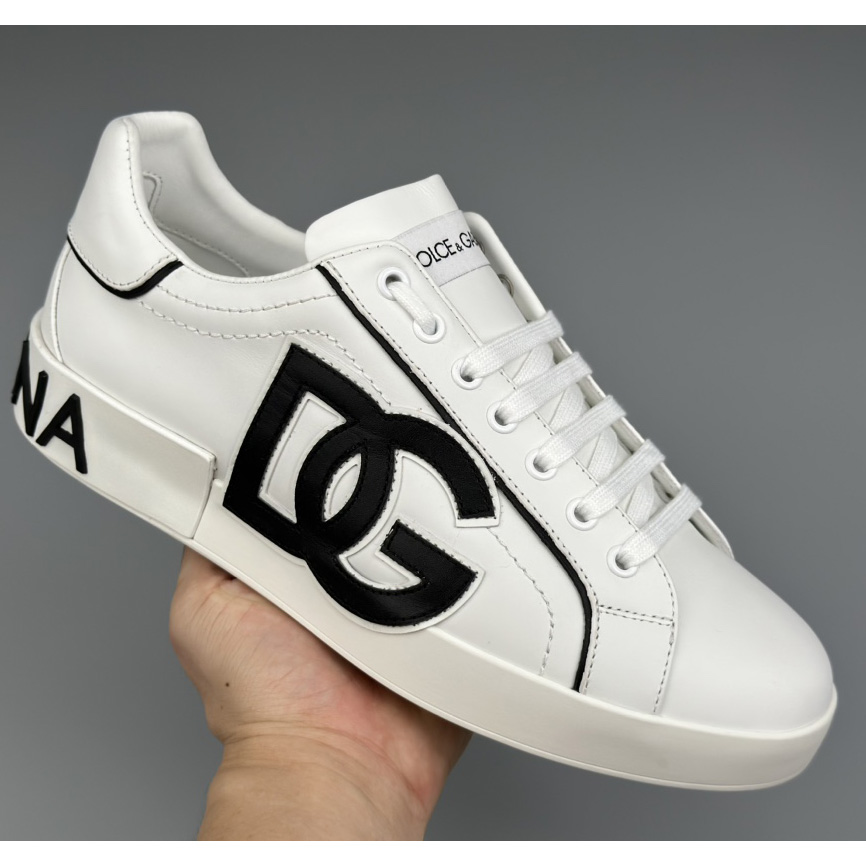 Dolce & Gabbana Calfskin Portofino Sneakers With DG Logo - PerfectKickZ
