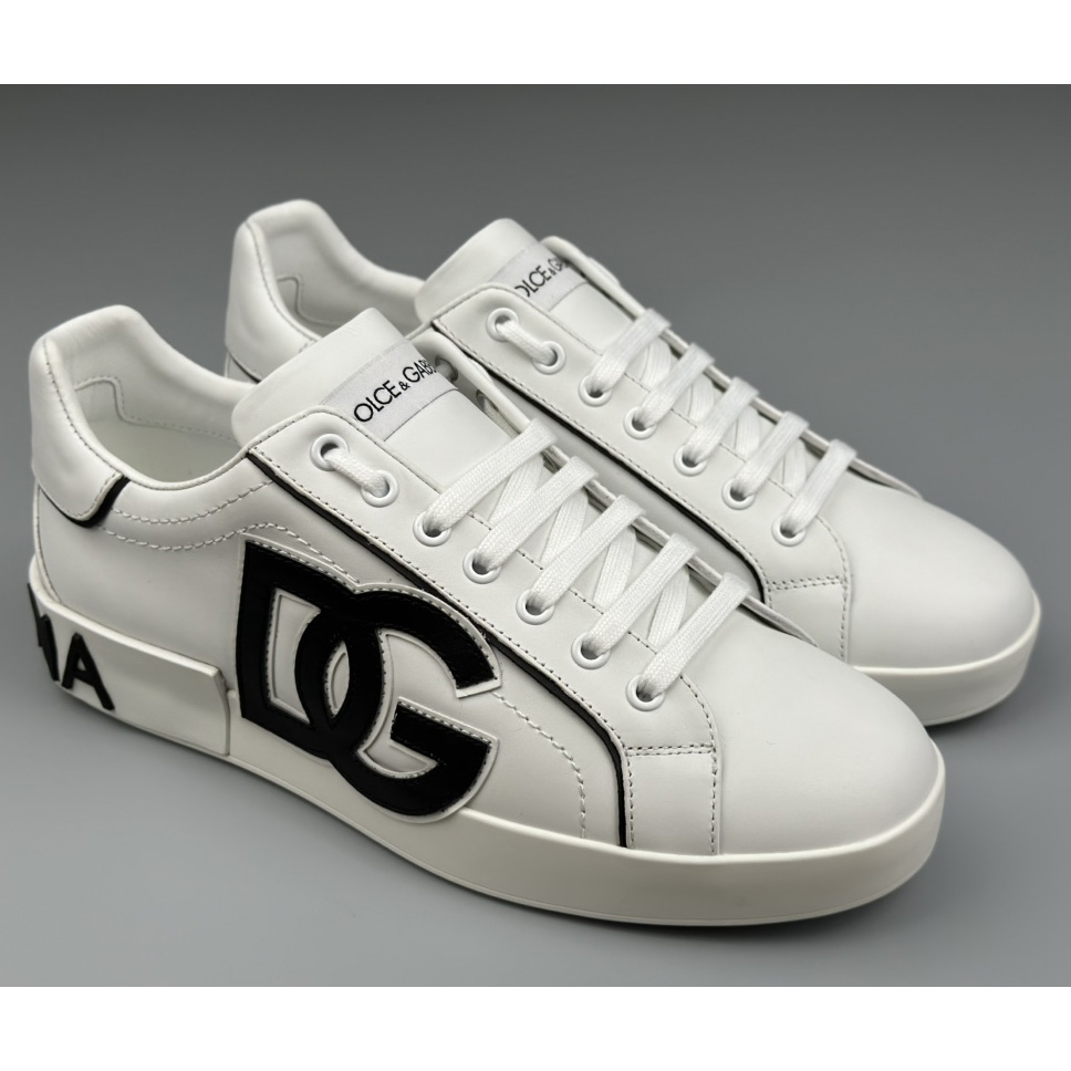 Dolce & Gabbana Calfskin Portofino Sneakers With DG Logo - PerfectKickZ