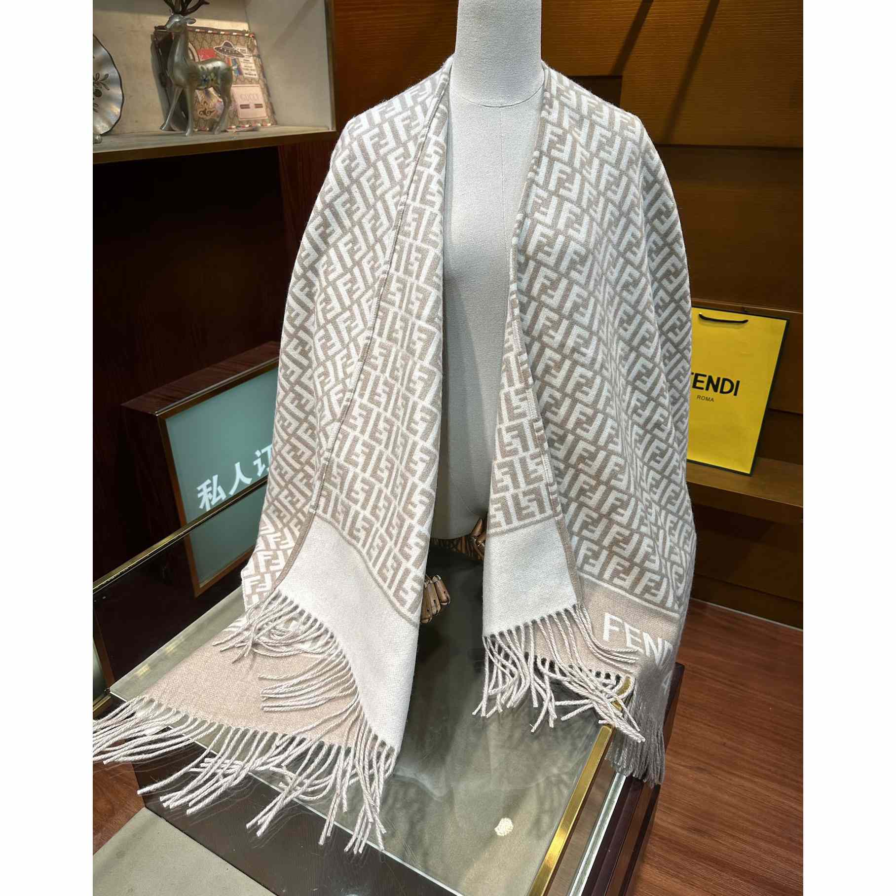 Fendi Beige Wool And Cashmere Poncho - PerfectKickZ