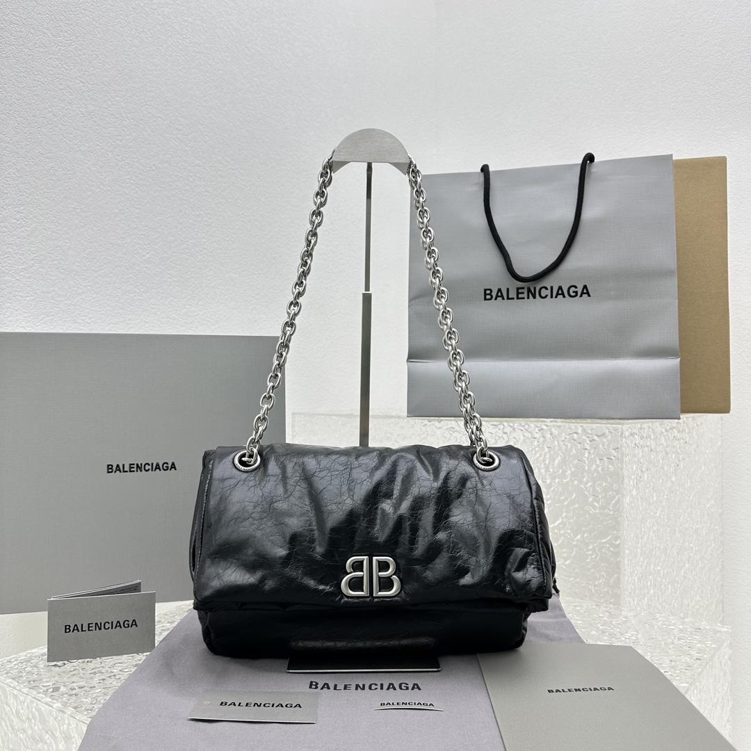 Balenciaga Monaco Small Chain Bag In Black - PerfectKickZ