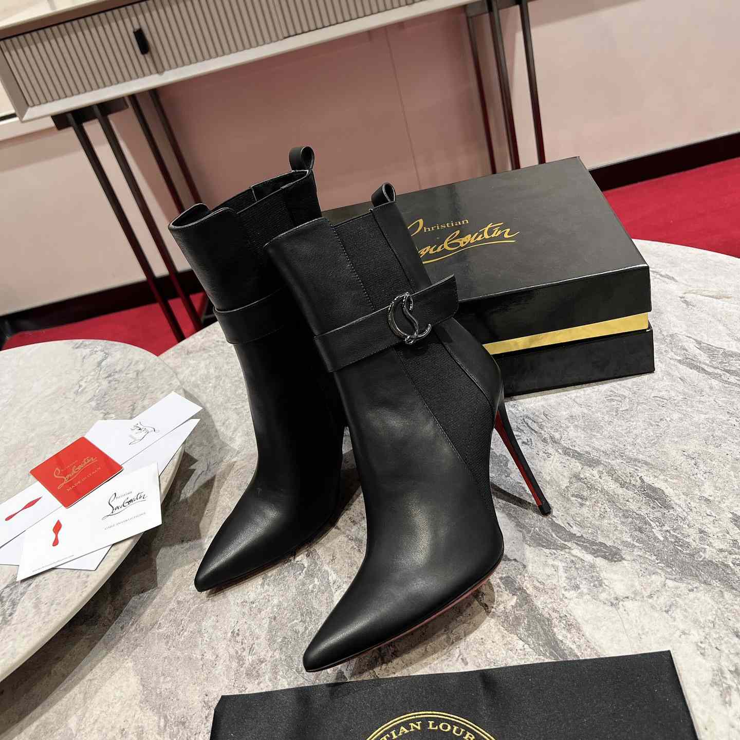 Christian Louboutin Black Cl Chelsea Booty 100 - PerfectKickZ