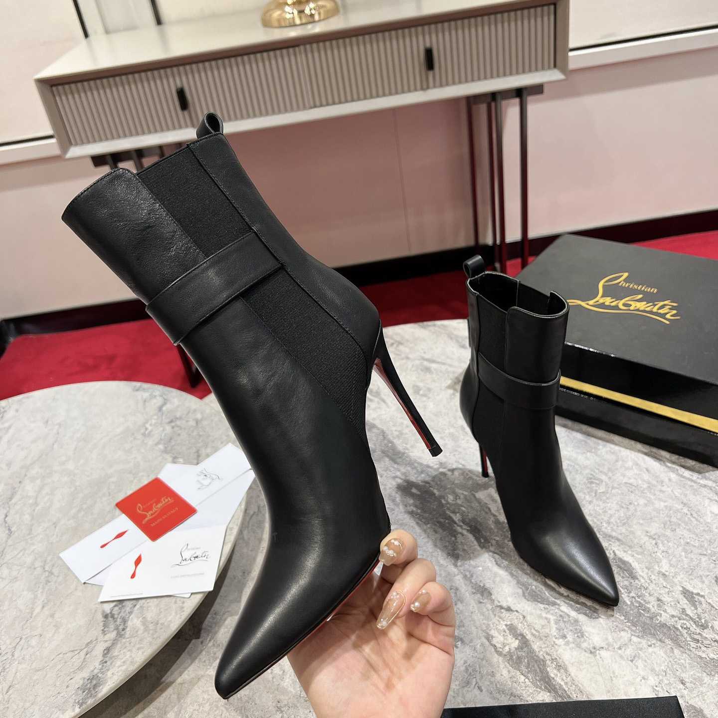 Christian Louboutin Black Cl Chelsea Booty 100 - PerfectKickZ