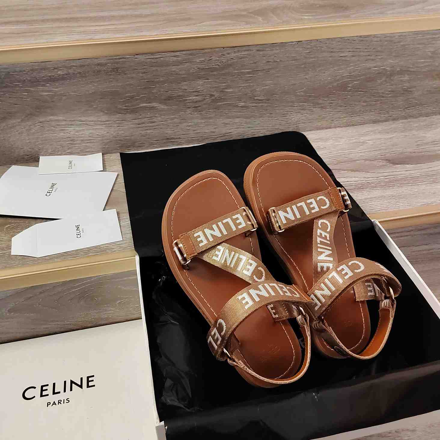 Celine Leo Strappy Sandal In Wool With ''Celine'' Jacquard - 