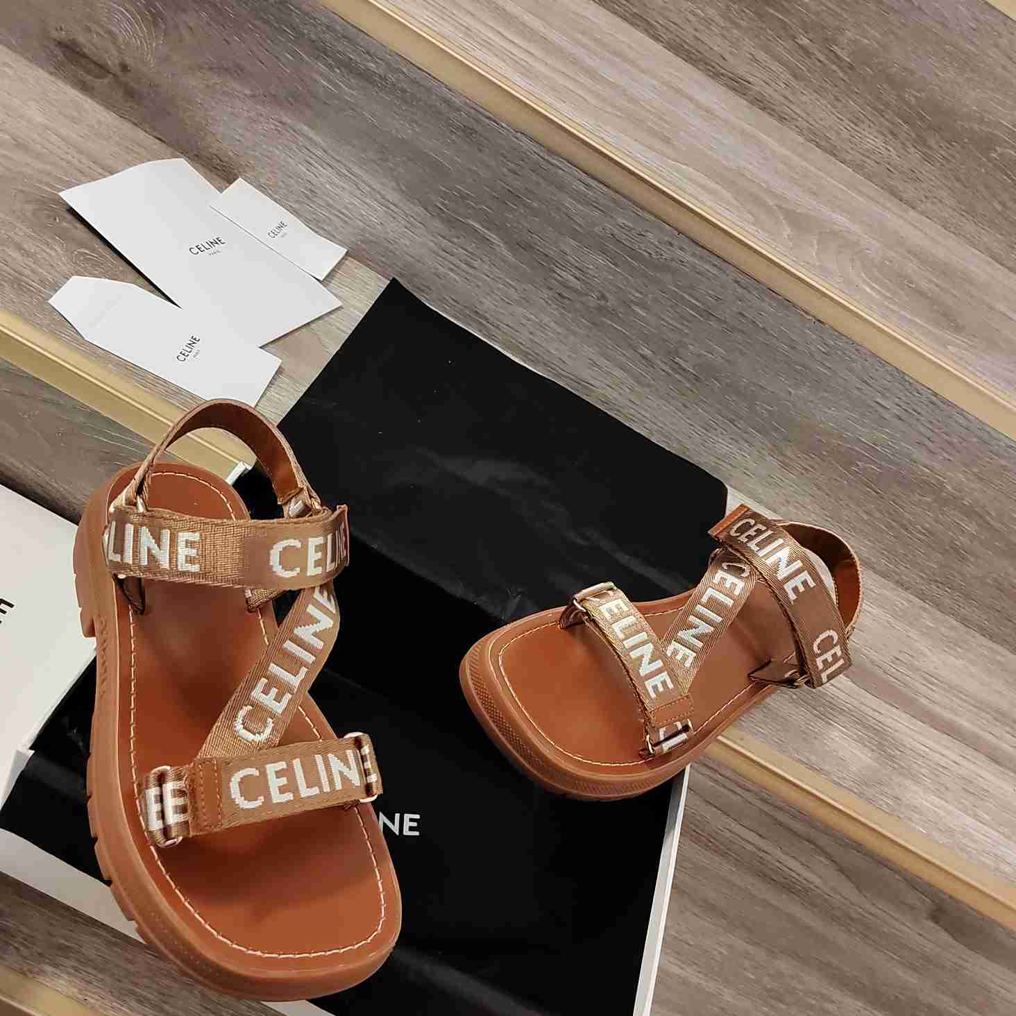 Celine Leo Strappy Sandal In Wool With ''Celine'' Jacquard - 