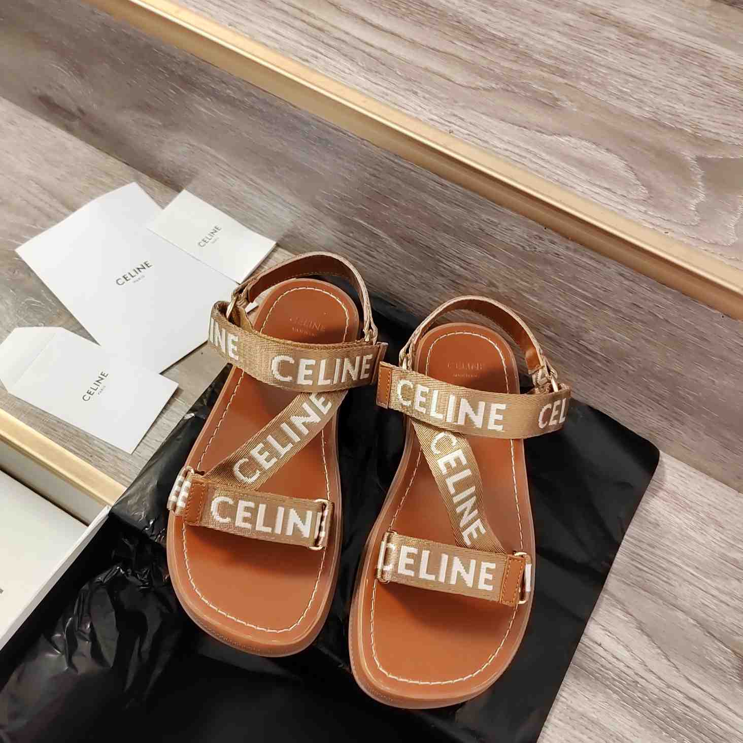 Celine Leo Strappy Sandal In Wool With ''Celine'' Jacquard - PerfectKickZ