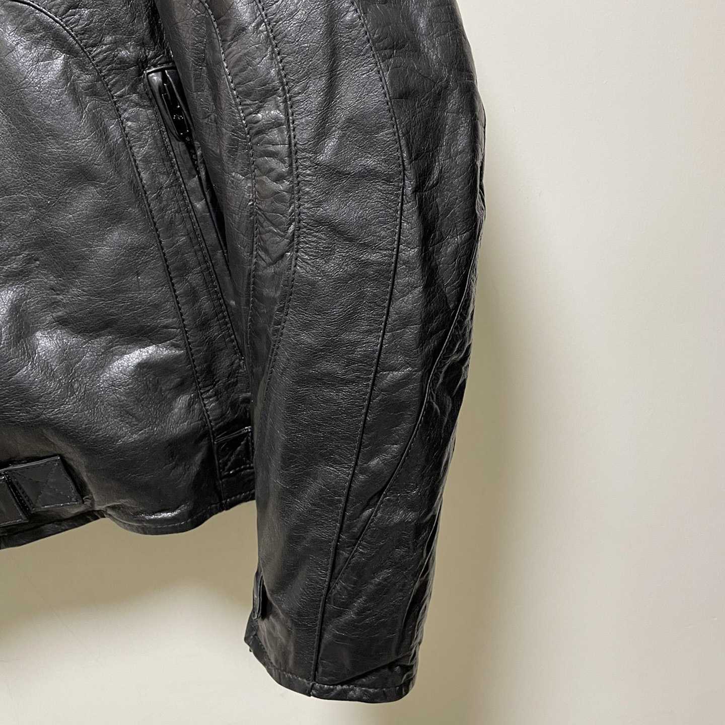Balenciaga Contrast Logo Leather Moto Jacket - PerfectKickZ