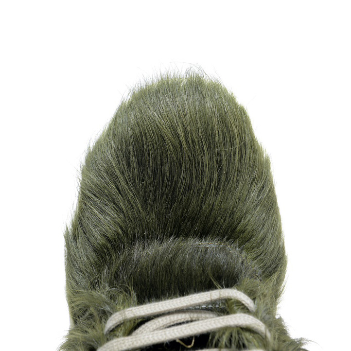 Rick Owens Green Pony Hair High Sneakers - PerfectKickZ