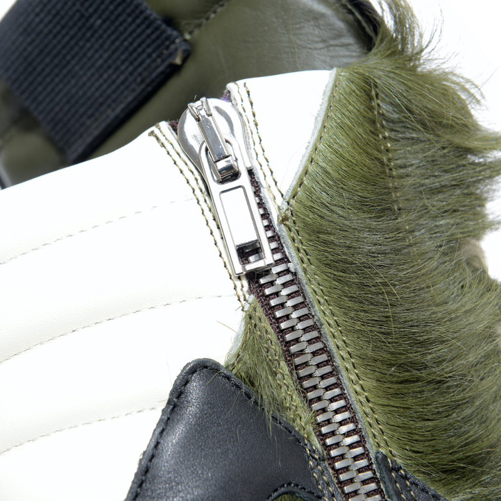 Rick Owens Green Pony Hair High Sneakers - PerfectKickZ