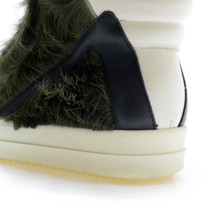 Rick Owens Green Pony Hair High Sneakers - PerfectKickZ