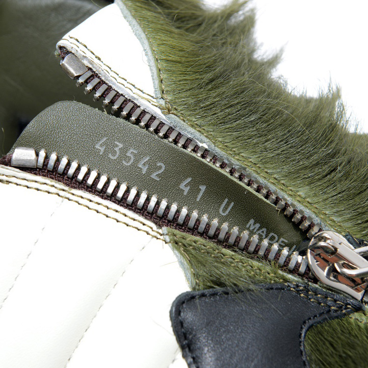 Rick Owens Green Pony Hair High Sneakers - PerfectKickZ